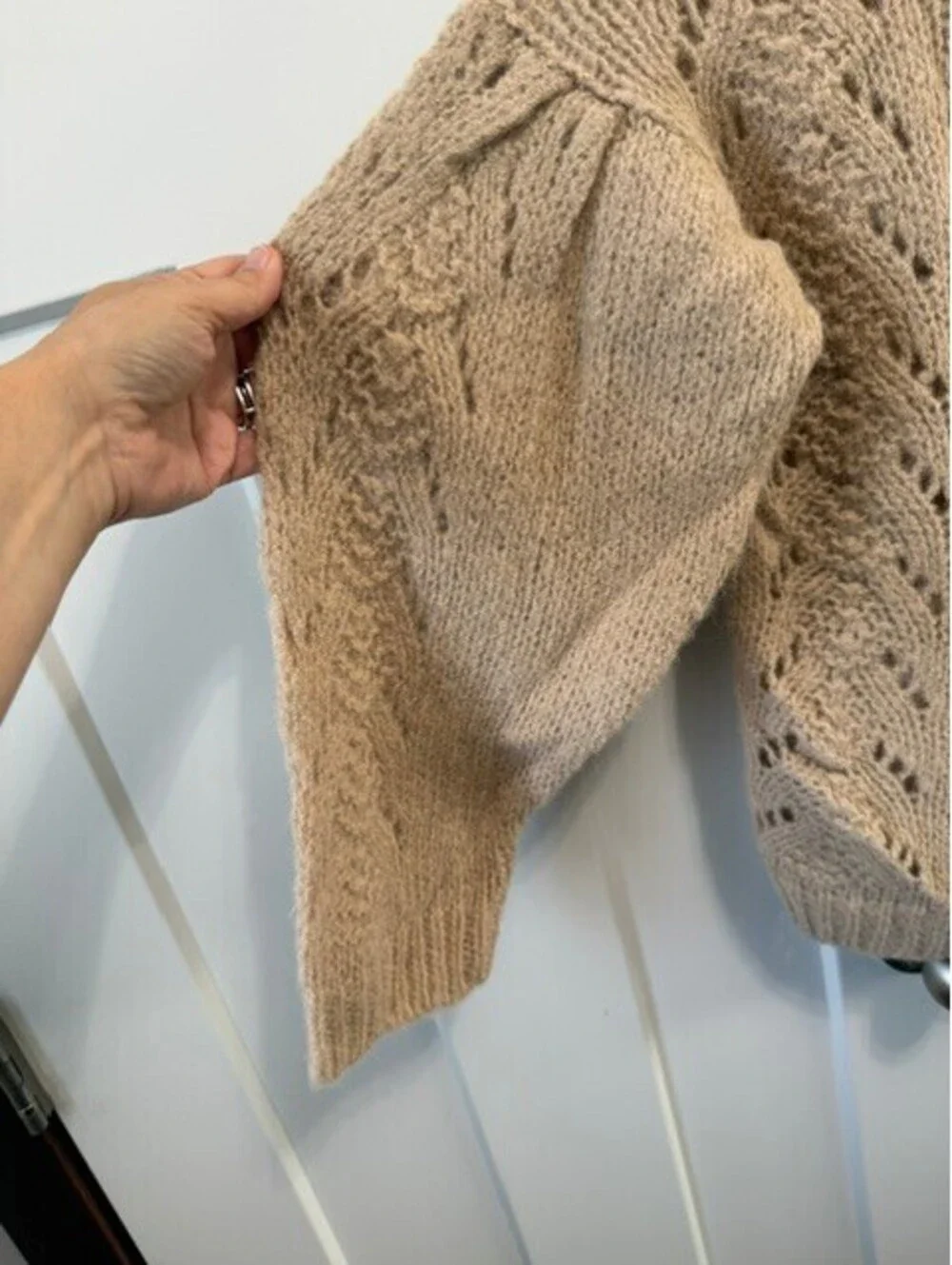 NWOT Kate Spade Broom St Alpaca wool blend sweater in beige open knit size small